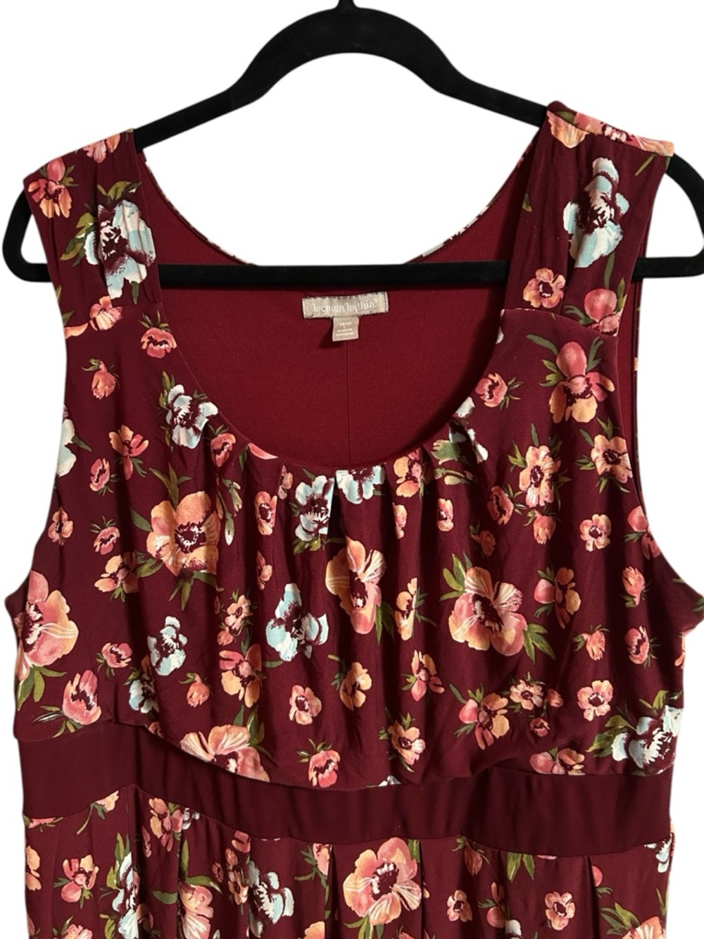 Woman Within Burgundy Floral Maxi Dress - Picture 2 of 7